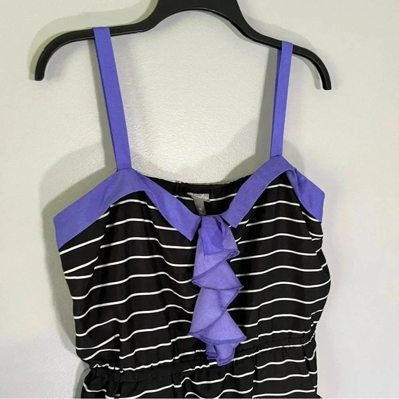 Vanity Sundress XL Striped Elastic Waist Ruffle Accent Vintage Y2K Whimsy Twee - Picture 3 of 8